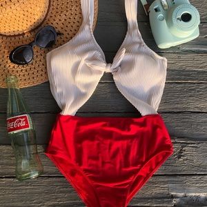Hollister Tie-Front Cutout One-Piece Swimsuit